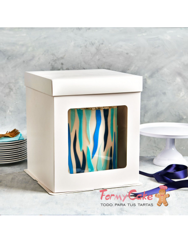 Caja Blanca Alta con Ventana 21x21x23,5cm Funcakes
