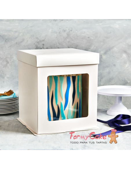 Caja Blanca Alta con Ventana 21x21x23,5cm Funcakes