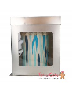 Caja Plateada Alta con Ventana 21x21x23,5cm Funcakes