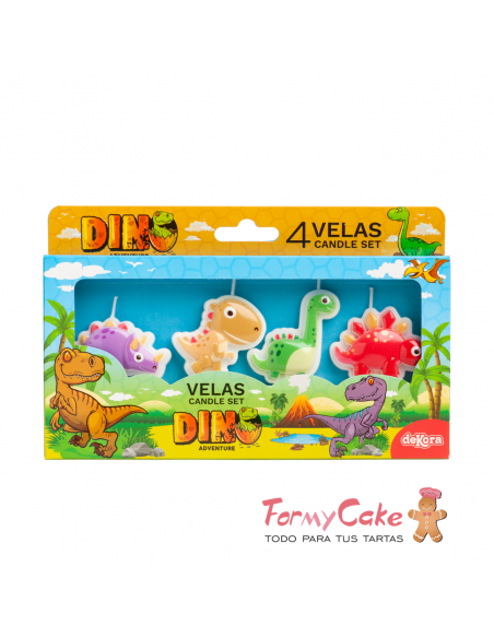 Velas Dinosurios 4ud Dekora