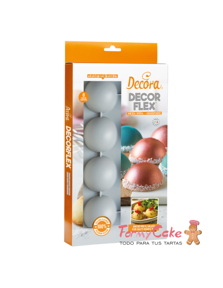 Molde De Silicona Semiesfera 8uds 60x30H MM Decora