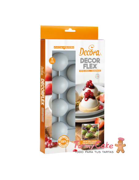 Molde De Silicona Semiesfera 11uds 50x25H MM Decora