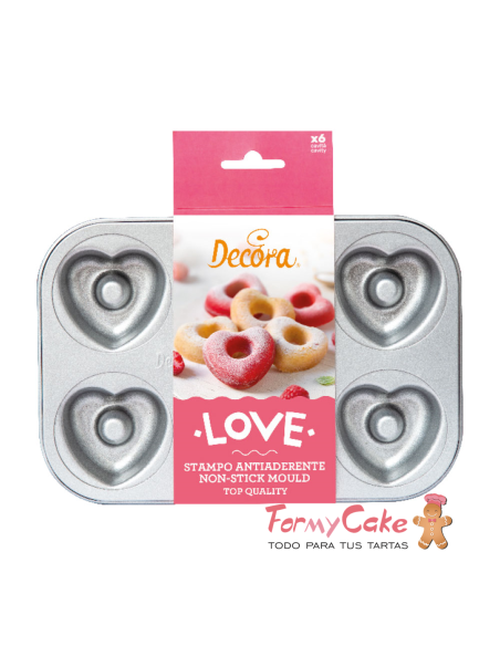 Molde Antiadherente 6 Donuts Corazón Decora