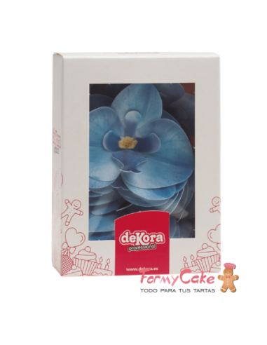 Orquideas De Oblea Color Azul 10uds Dekora