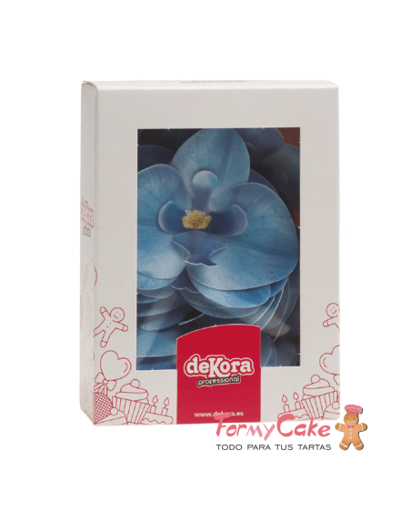 Orquideas De Oblea Color Azul 10uds Dekora