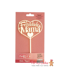 Topper Felicidades Mamá Dorado Dekora