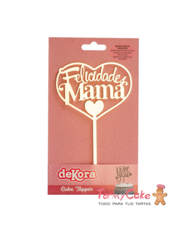 Topper Felicidades Mamá Dorado Dekora