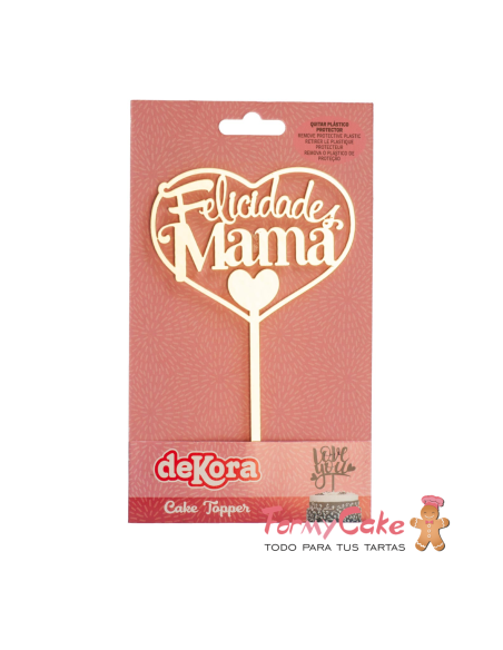 Topper Felicidades Mamá Dorado Dekora