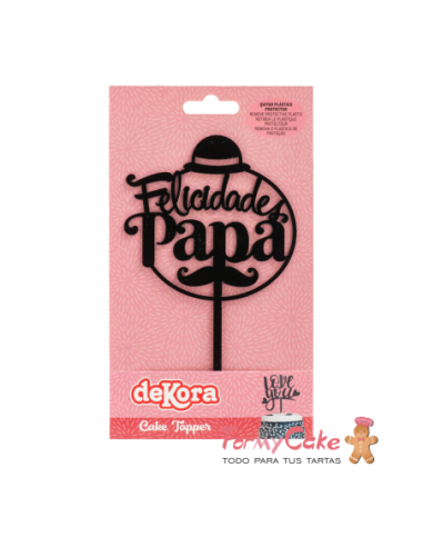 Topper Felicidades Papá Negro Dekora