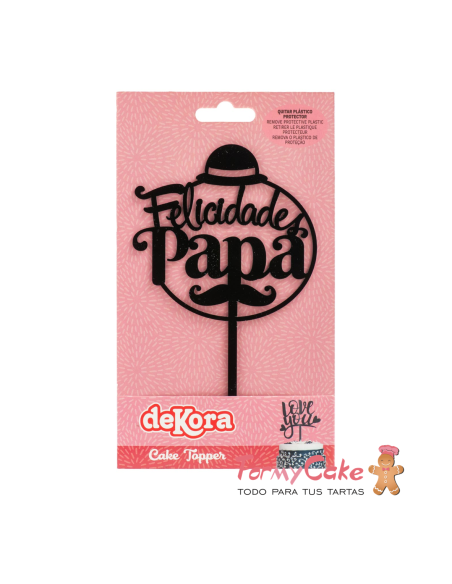 Topper Felicidades Papá Negro Dekora