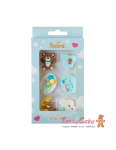 Decoración de Azúcar Bautizo Niño 6ud Decora