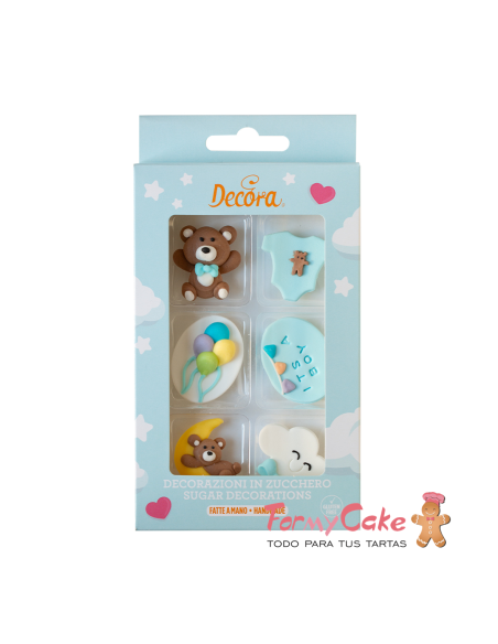 Decoración de Azúcar Bautizo Niño 6ud Decora