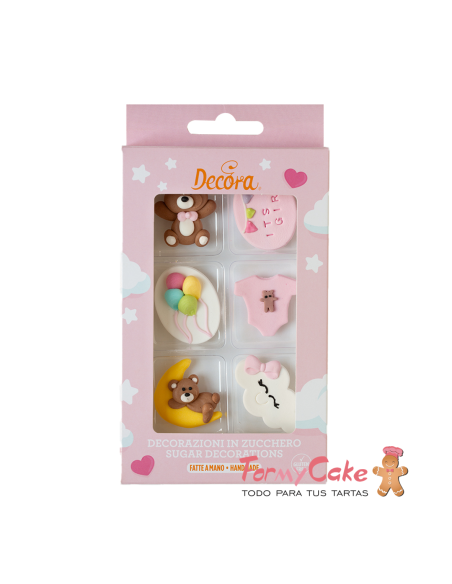 Decoración de Azúcar Bautizo Niña 6ud Decora