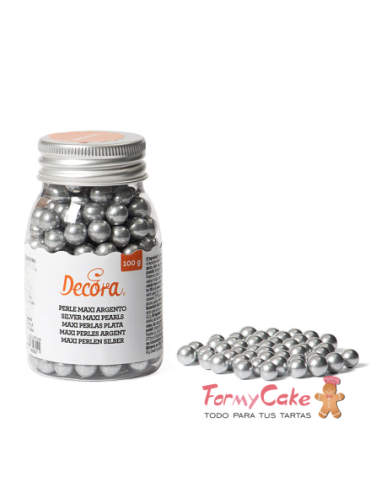 Perlas De Azucar Maxi Plateadas Metalizadas...