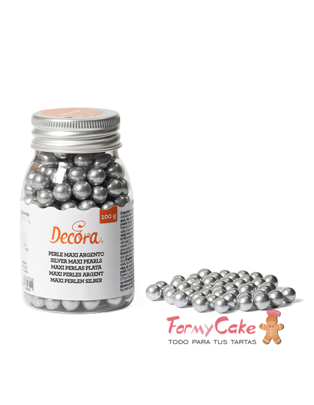 Perlas De Azucar Maxi Plateadas Metalizadas 100gr Decora