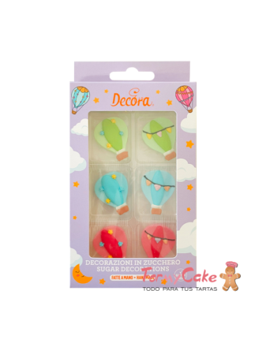 Globos Aerostáticos de Azúcar 6ud Decora