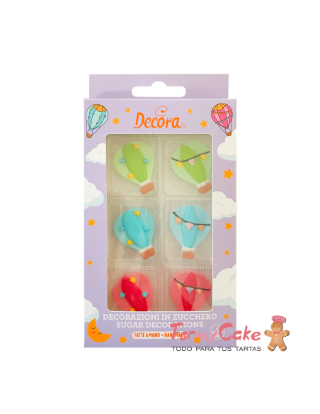 Globos Aerostáticos de Azúcar 6ud Decora