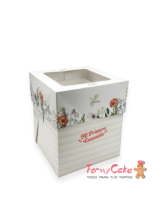 Caja 20x20x19,5-26cm. Comunión Niña Pastry Colours