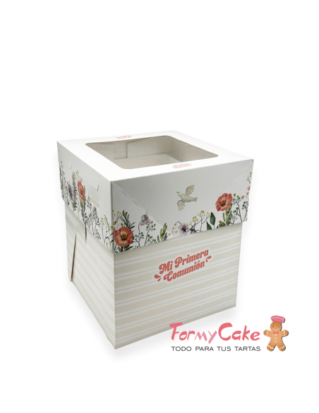 Caja 20x20x19,5-26cm. Comunión Niña Pastry Colours