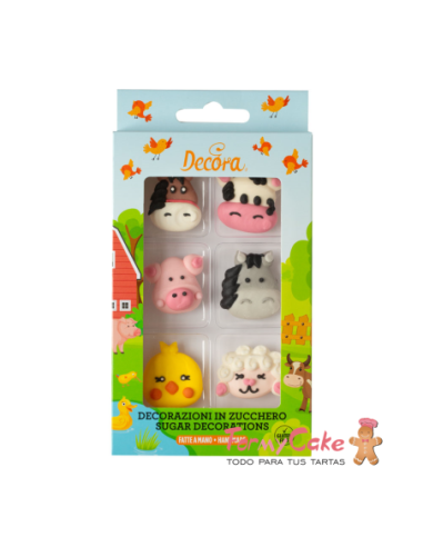 Animales de la Granja de Azúcar 6ud Decora