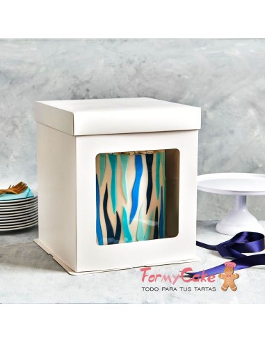 Caja Blanca Alta con Ventana 26x26x29,4cm Funcakes