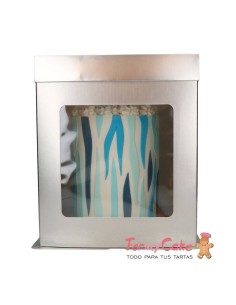 Caja Plateada Alta con Ventana 30,4x30,4x34,5cm Funcakes