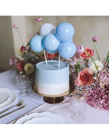 Topper Para Tarta Globos Azul/Blanco Partydeco