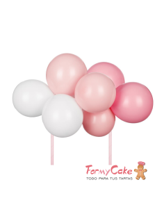 Topper Para Tarta Globos Rosa/Blanco Partydeco