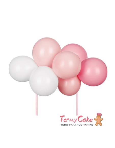 Topper Para Tarta Globos Rosa/Blanco Partydeco