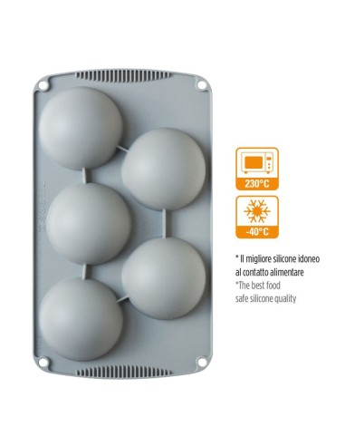 Molde De Silicona Semiesfera 5uds 80x40H MM Decora