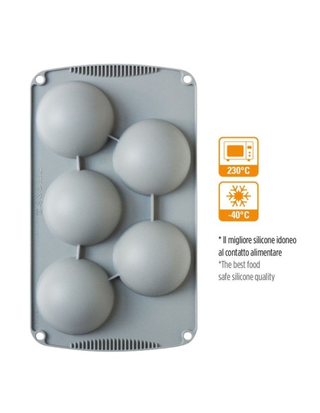 Molde De Silicona Semiesfera 5uds 80x40H MM Decora