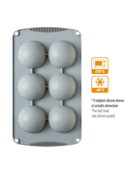 Molde De Silicona Semiesfera 6uds 70x35H MM Decora