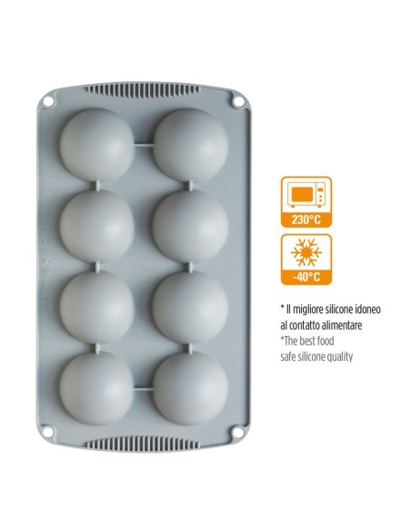 Molde De Silicona Semiesfera 8uds 60x30H MM Decora