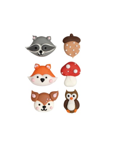 Animales del Bosque de Azúcar 6ud Decora