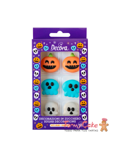 Decoración de Azúcar Calaveras y Calabazas Halloween 6ud...