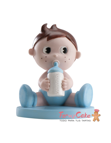 Figura para Tarta Bebé con Biberón Azul Dekora