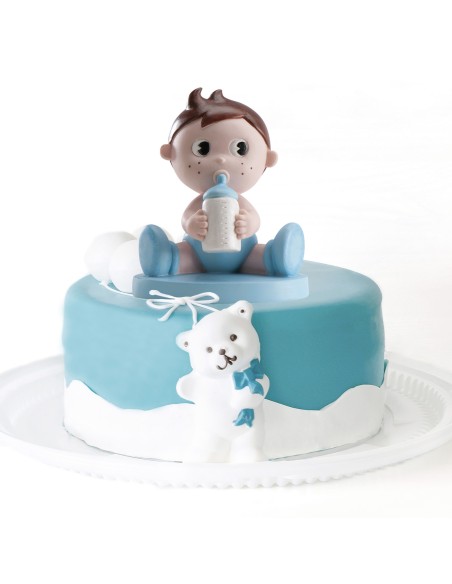 Figura para Tarta Bebé con Biberón Azul Dekora
