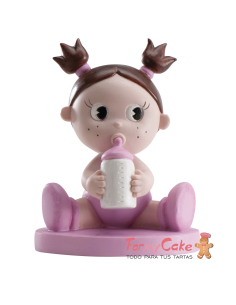 Figura para Tarta Bebé con Biberón Rosa Dekora