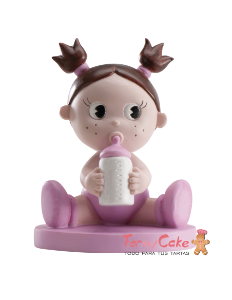 Figura para Tarta Bebé con Biberón Rosa Dekora
