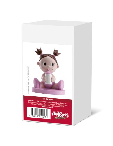 Figura para Tarta Bebé con Biberón Rosa Dekora