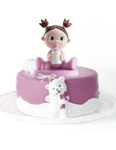 Figura para Tarta Bebé con Biberón Rosa Dekora