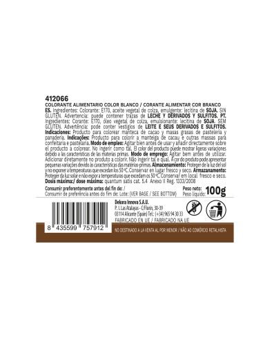 Colorante Líquido Blanco Liposoluble 100gr Dekora