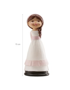 Figura Comunión Niña Pelo Castaño 16cm Dekora 2