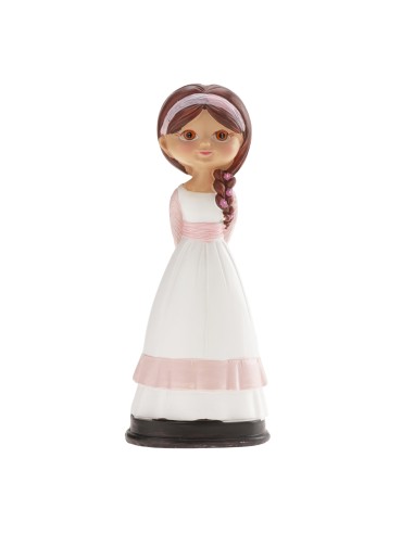 Figura Comunión Niña Pelo Castaño 16cm Dekora