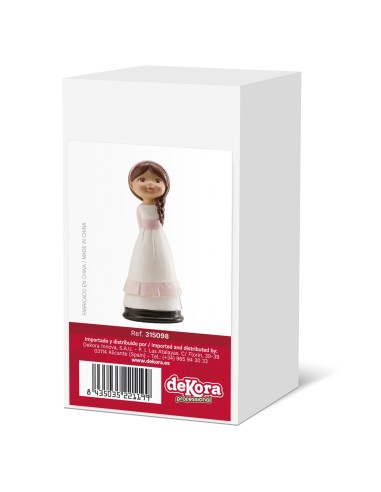 Figura Comunión Niña Pelo Castaño 16cm Dekora