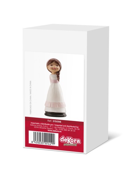 Figura Comunión Niña Pelo Castaño 16cm Dekora