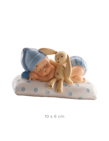 Figura para Tarta Bautizo Bebé con Peluche Azul...