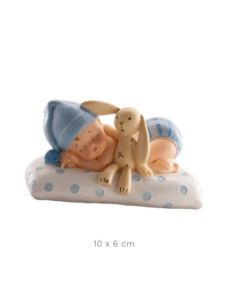 Figura para Tarta Bautizo Bebé con Peluche Azul Dekora