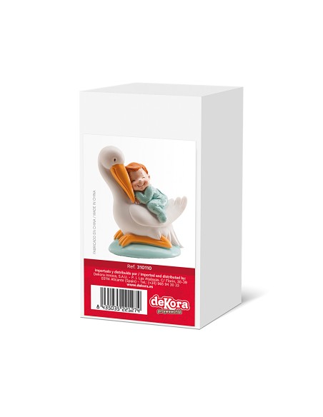 Figura para Tarta Bautizo Cigüeña y Bebé Azul Dekora