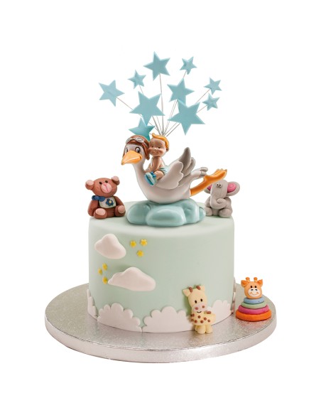 Figura para Tarta Cigüeña Volando Azul Dekora